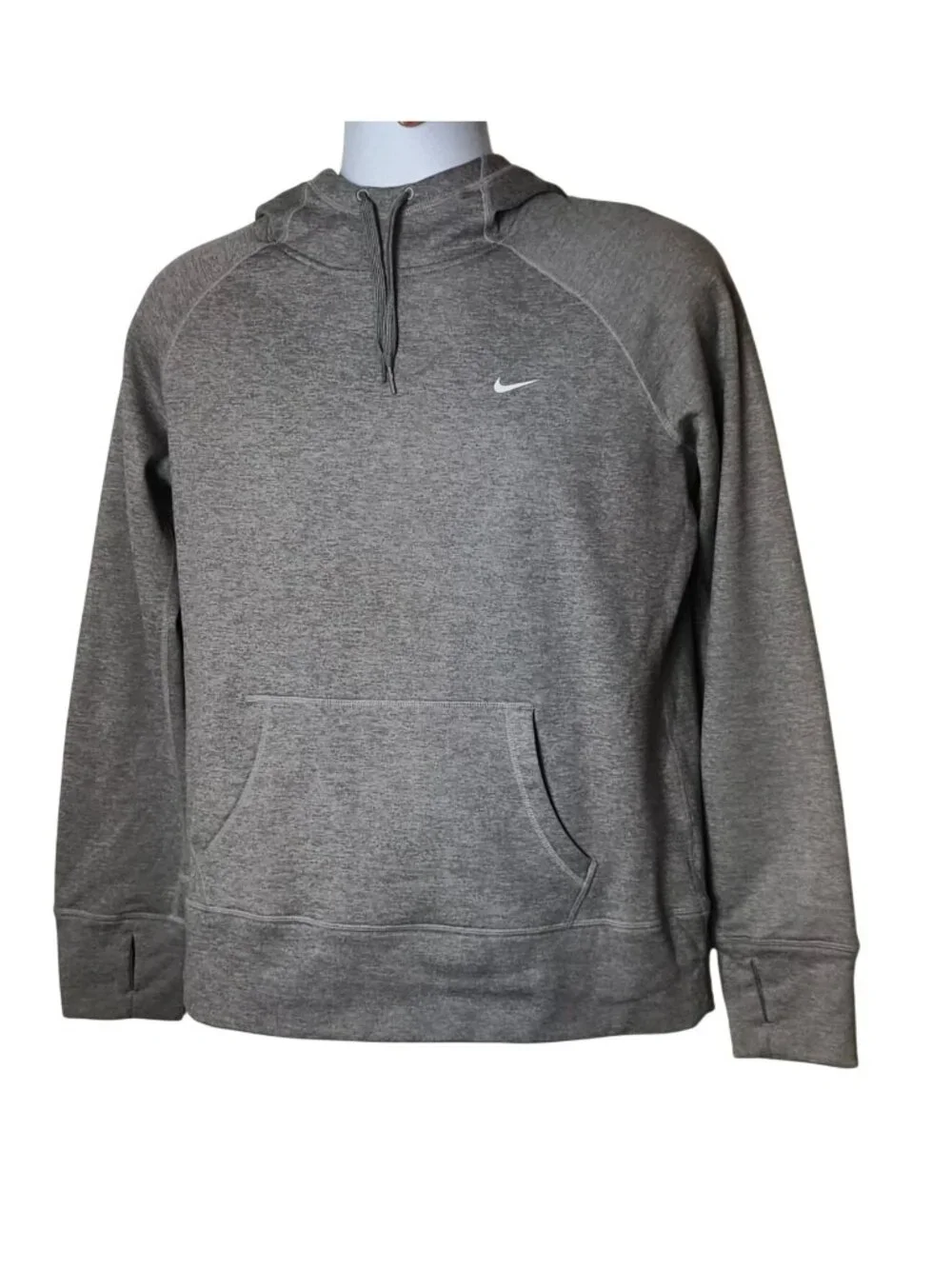 Nike Mens L Therma-Fit Pullover Hoodie Sweatshirt Gray Fleece-Lined Athletic